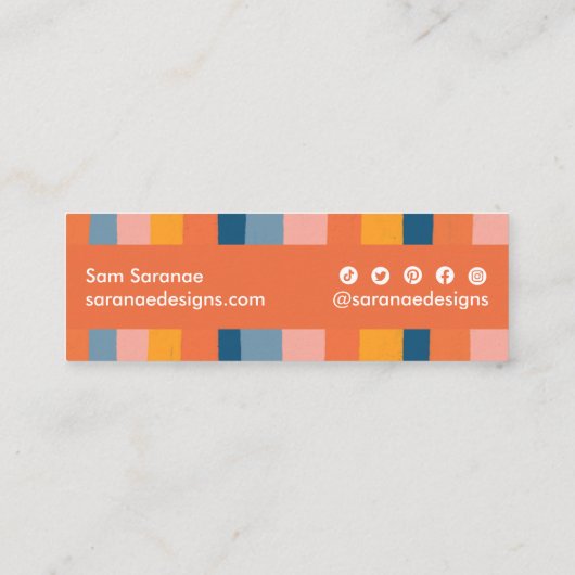 Kleurrijke Snoep Stripes Minimalistisch Koel Retro Mini Visitekaartje (Achterkant)