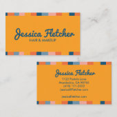 Kleurrijke Snoep Stripes Minimalistisch Sinaasappe Visitekaartje (Voorkant / Achterkant)