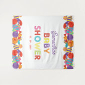 Kleurrijke Snoep thema Baby shower achtergrond Wandkleed (Voorkant (horizontaal))