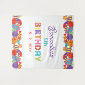 Kleurrijke Snoep Thema Verjaardagsfeestachtergrond Wandkleed (Voorkant (horizontaal))