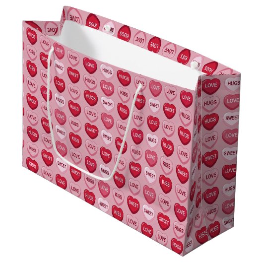 kleurrijke snoep valentijnsdag hart patroon groot cadeauzakje (Voorkant Gekanteld)