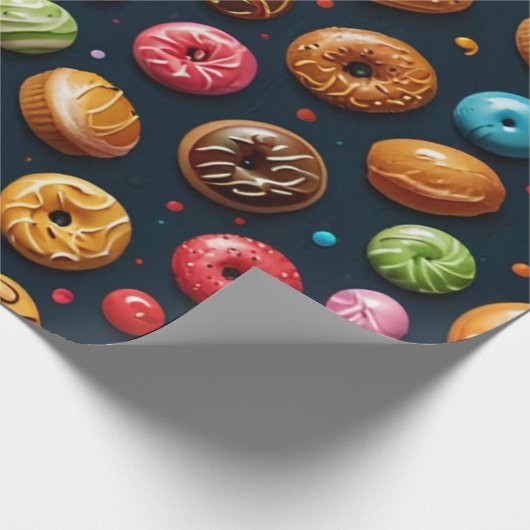 Kleurrijke snoepjes en bloemen cadeaupapier (Hoek)