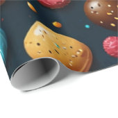 Kleurrijke snoepjes en bloemen cadeaupapier (Rol Hoek)