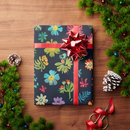 Kleurrijke snoepjes en bloemen cadeaupapier (Feestdagen Geschenken)