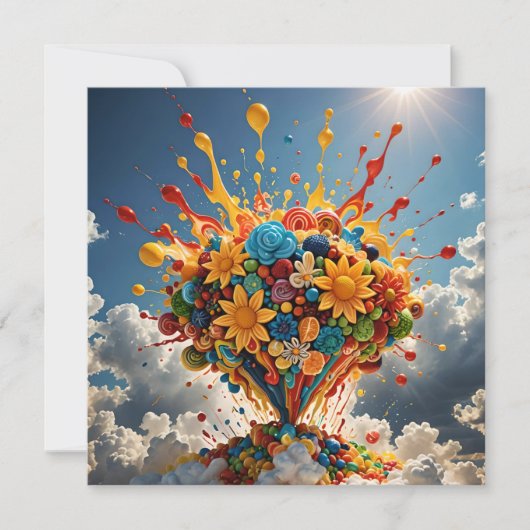 Kleurrijke Snoepjes En Bloemen Kaart (Voorkant)