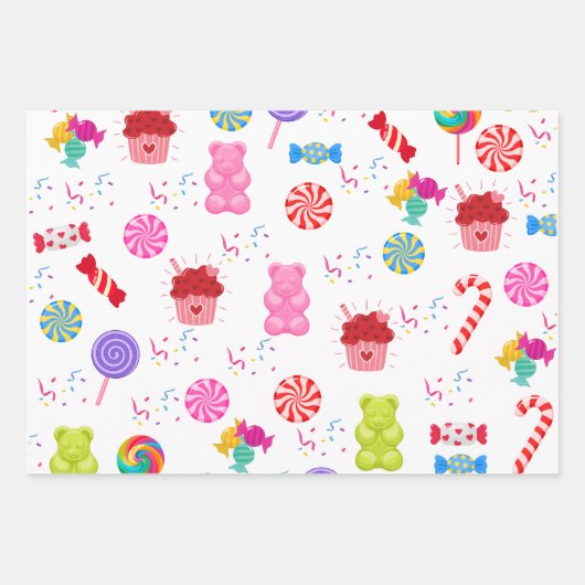 Kleurrijke Snoepjes Inpakpapier Vel (Voorkant 3)