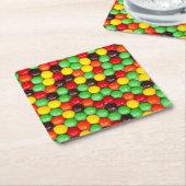Kleurrijke snoepjes kartonnen onderzetters (Schuin)