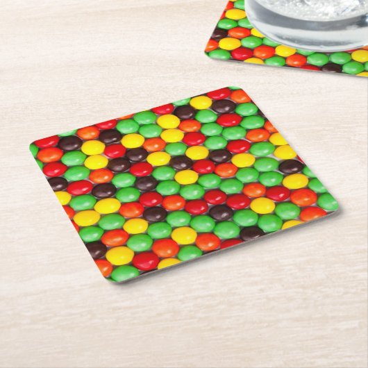 Kleurrijke snoepjes kartonnen onderzetters (Schuin)