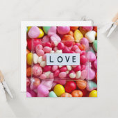 Kleurrijke snoepjes liefde Valentijnscadeau Kaart (Voorkant / Achterkant in situ)