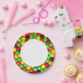 Kleurrijke snoepjes papieren bordje (Feest)