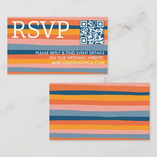 Kleurrijke Snoepjes strepen Vrolijke Bold QR Code  Informatiekaartje (Voorkant / Achterkant)