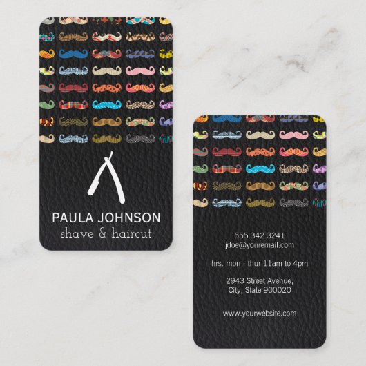 Kleurrijke snorren patroon lederen patroon visitekaartje (Voorkant / Achterkant)