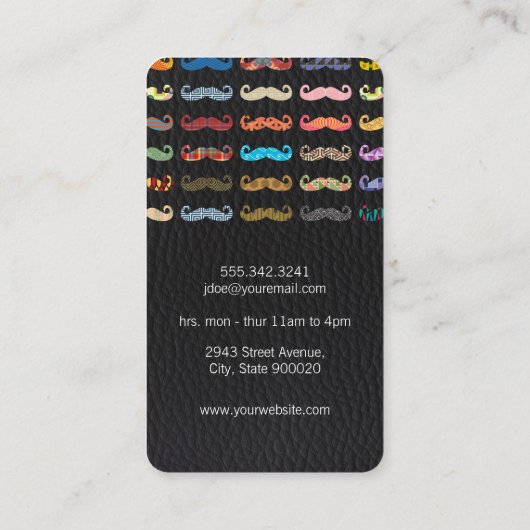 Kleurrijke snorren patroon lederen patroon visitekaartje (Achterkant)