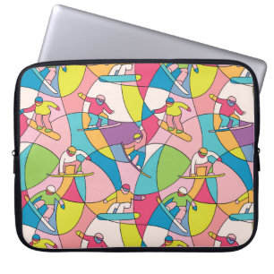 Kleurrijke snowboarders: naadloos patroon. laptop sleeve