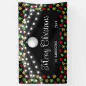 Kleurrijke Snowflake String Lights Black Christmas Spandoek (Verticaal)