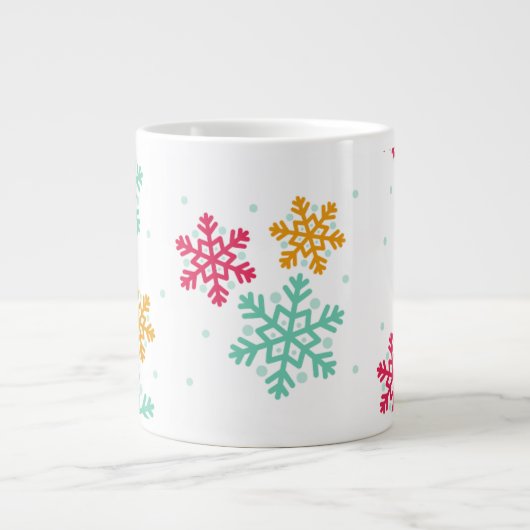 Kleurrijke Snowflakes Grote Koffiekop (Voorkant)