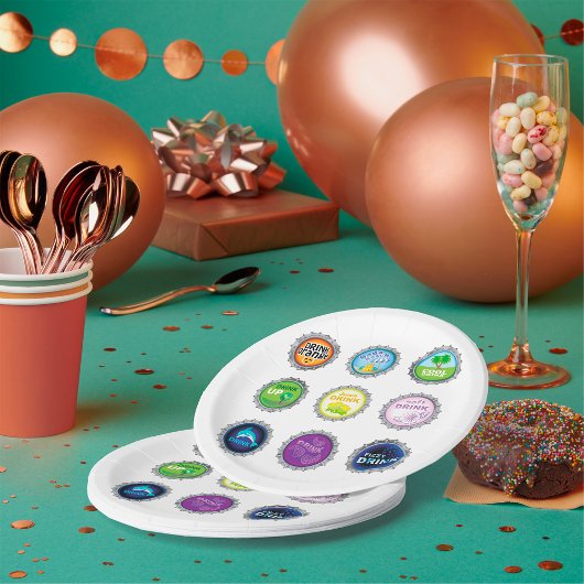 Kleurrijke Soda Bottle Petten Papieren Bordje