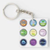 Kleurrijke Soda Bottle Petten Sleutelhanger (Voorkant)