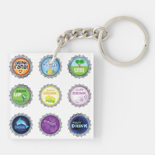 Kleurrijke Soda Bottle Petten Sleutelhanger (Achterkant)