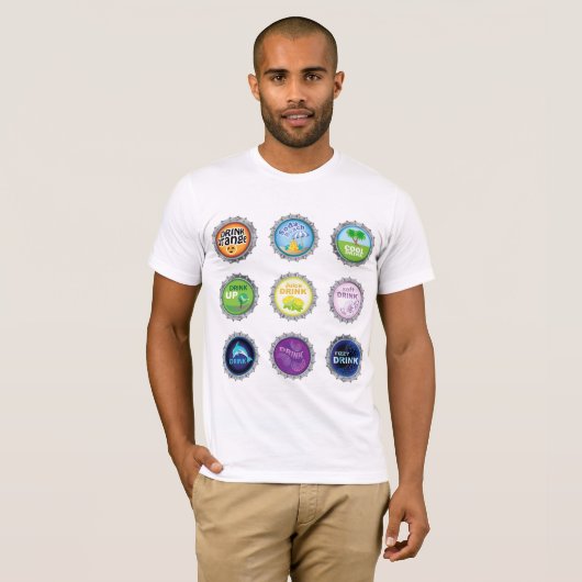 Kleurrijke Soda Bottle Petten T-shirt (Voorkant volledig)