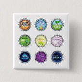 Kleurrijke Soda Bottle Petten Vierkante Button 5,1 Cm (Voorkant)