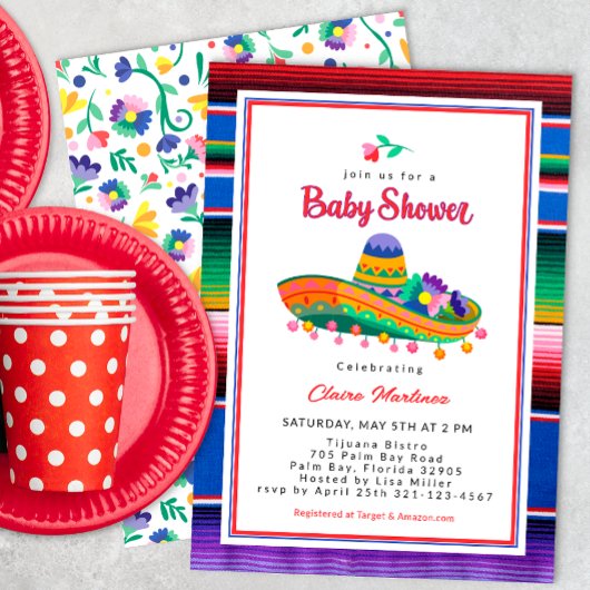 Kleurrijke Sombrero Fiesta Baby shower uitnodiging