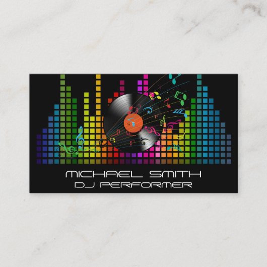 Kleurrijke Sound Bar-equalizer | Muzieknoten Visitekaartje (Voorkant)