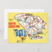 kleurrijke South Carolina kaart (Voorkant / Achterkant)