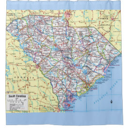 Kleurrijke South Carolina Kaart Douchegordijn