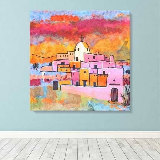 Kleurrijke Southwestern Adobe Canvas Afdruk (Insitu (Houten vloer))