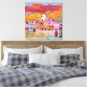 Kleurrijke Southwestern Adobe Canvas Afdruk (Insitu (Slaapkamer))