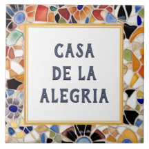 Kleurrijke Spaans Mozaïek Custom House Name Bord