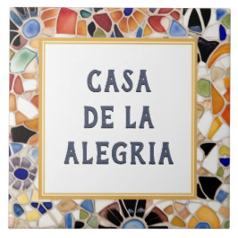 Kleurrijke Spaans Mozaïek Custom House Name Bord Tegeltje