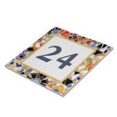 Kleurrijke Spaanse Faux Mozaïek Huis Deur Nummer Tegeltje (Zijkant)