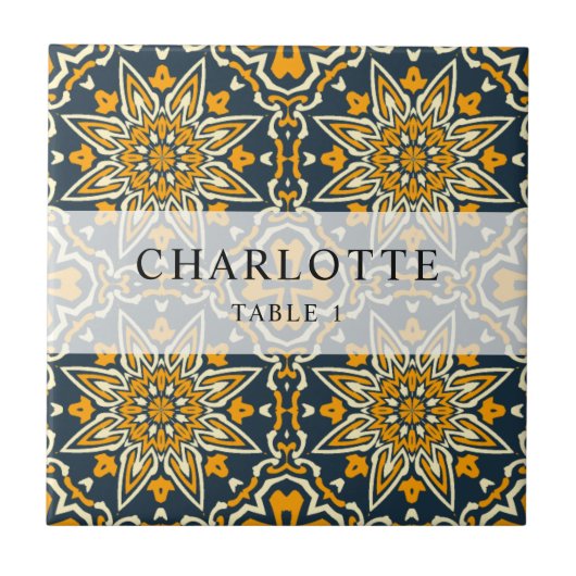 Kleurrijke Spaanse Patroon Tegel Wedding Place Car Tegeltje (Voorkant)