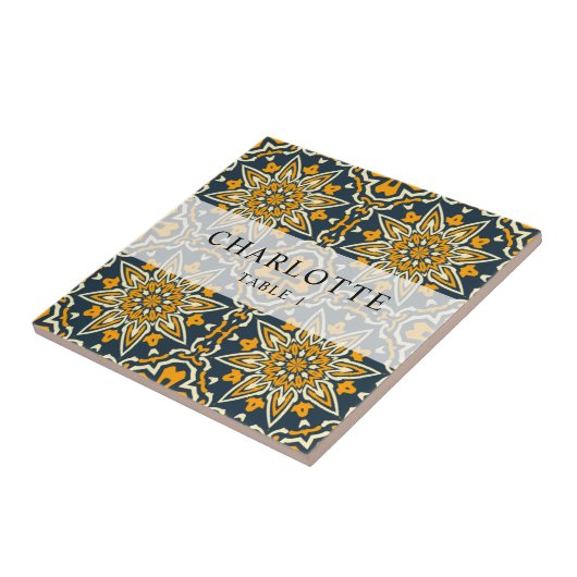 Kleurrijke Spaanse Patroon Tegel Wedding Place Car Tegeltje (Zijkant)