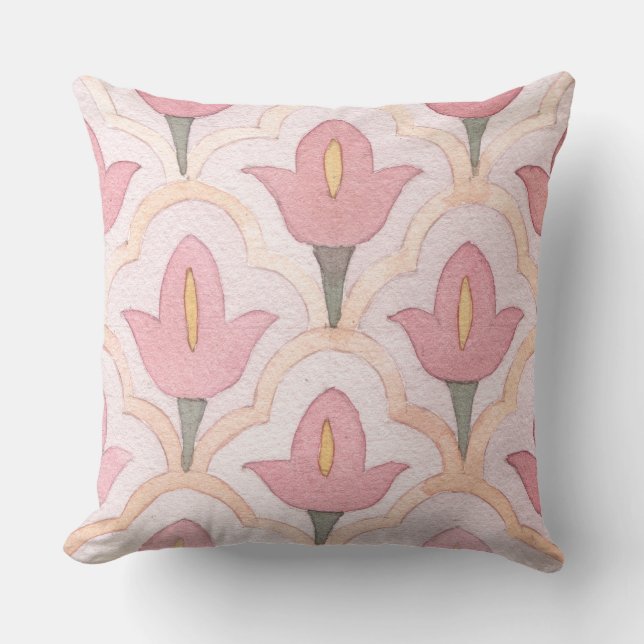 Kleurrijke Spaanse tegel Waterverf floreel decorat Kussen (Voorkant)