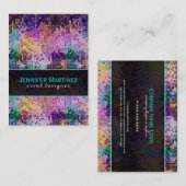 Kleurrijke spaarkjes en Disco Glitter Patroon Visitekaartje (Voorkant / Achterkant)