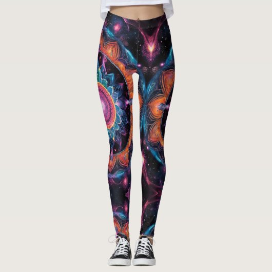 Kleurrijke Space Mandala Leggings (Voorkant)