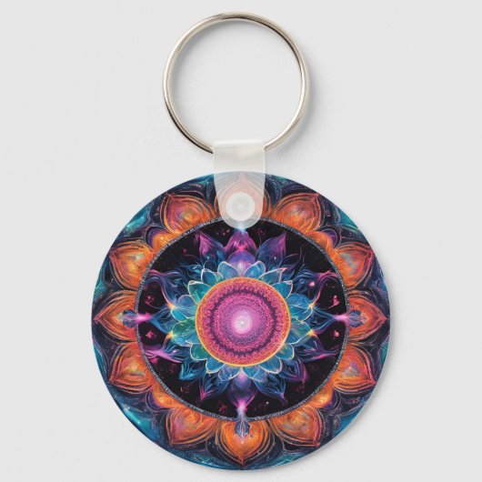 Kleurrijke Space Mandala Sleutelhanger (Achterkant)