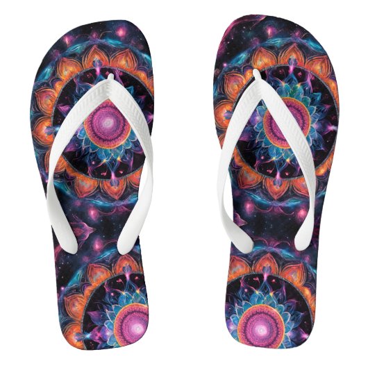 Kleurrijke Space Mandala Teenslippers (Voetbed)