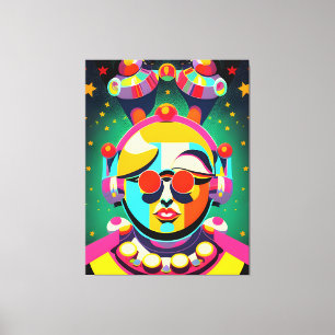 Kleurrijke Space Person Pop Art Canvas Afdruk