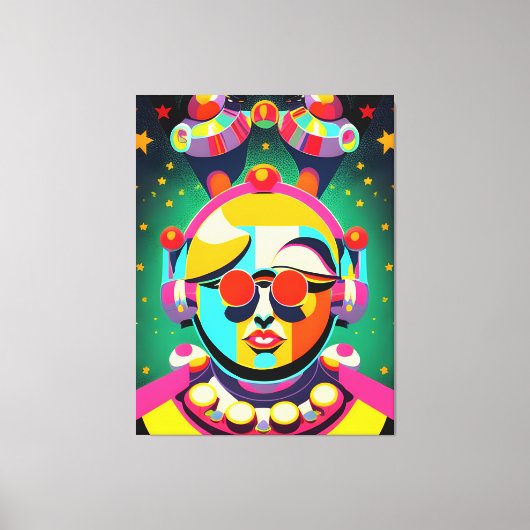 Kleurrijke Space Person Pop Art Canvas Afdruk (Voorkant)