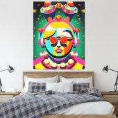 Kleurrijke Space Person Pop Art Canvas Afdruk (Insitu (Slaapkamer))