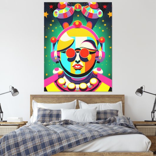 Kleurrijke Space Person Pop Art Canvas Afdruk (Insitu (Slaapkamer))