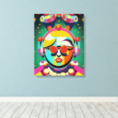 Kleurrijke Space Person Pop Art Canvas Afdruk (Insitu (Houten vloer))