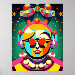 Kleurrijke Space Person Pop Art Poster
