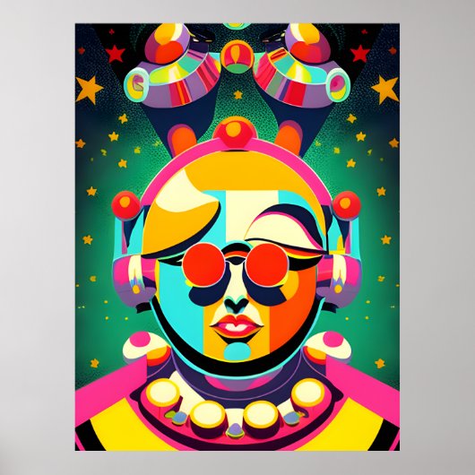 Kleurrijke Space Person Pop Art Poster (Voorkant)