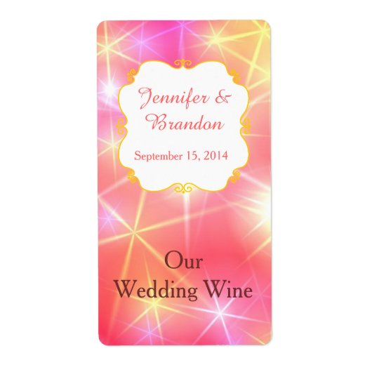 Kleurrijke Sparkles Custom Wedding Mini Wijn Label (Voorkant)