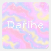 Kleurrijke Sparkles Rainbow Girly Vierkante Sticker (Voorkant)